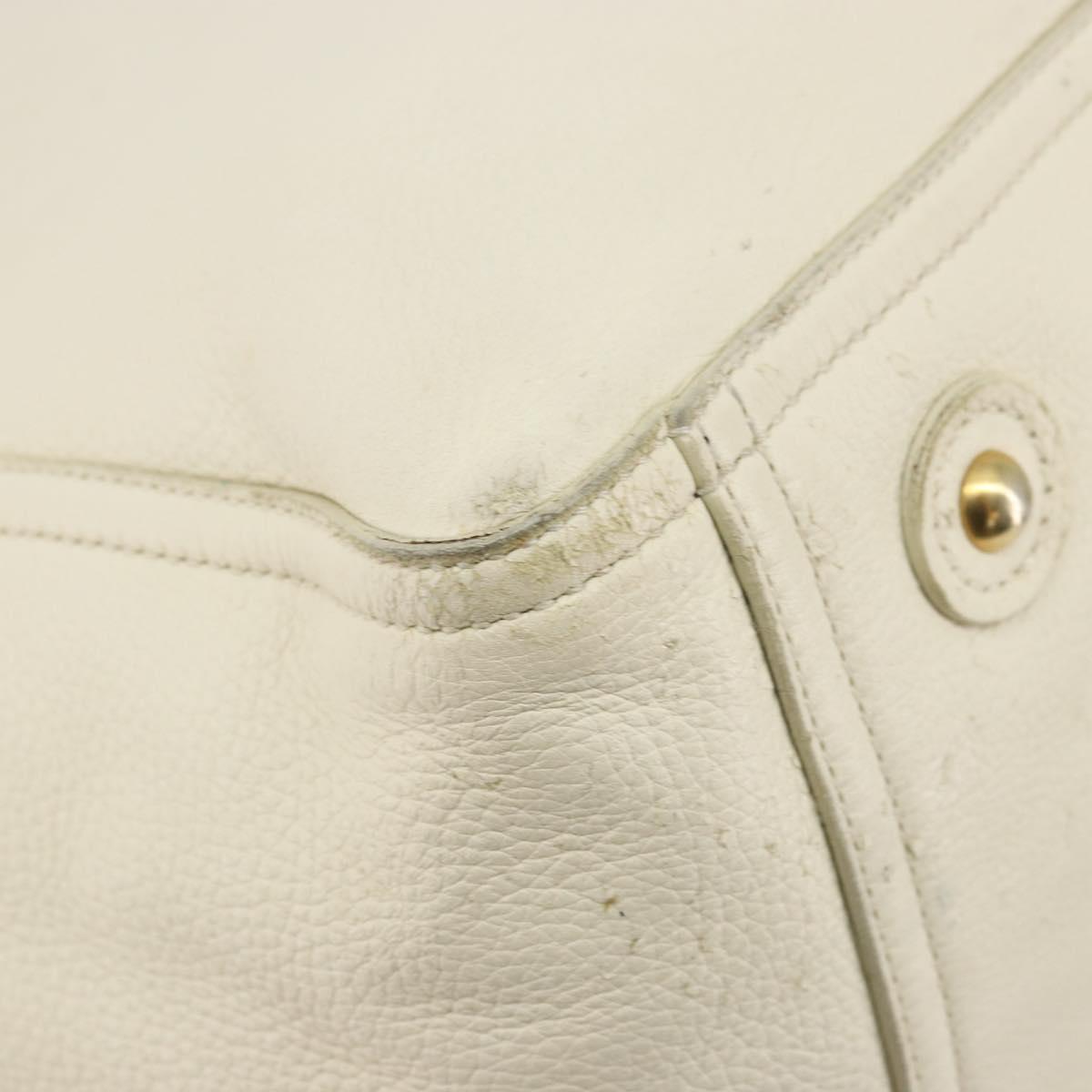 SAINT LAURENT Hand Bag Leather White Gold 172460 Auth bs34696