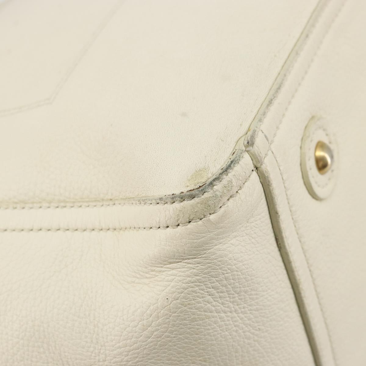 SAINT LAURENT Hand Bag Leather White Gold 172460 Auth bs34696