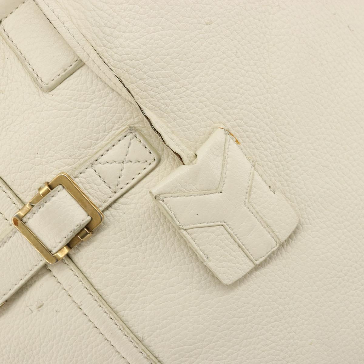 SAINT LAURENT Hand Bag Leather White Gold 172460 Auth bs34696