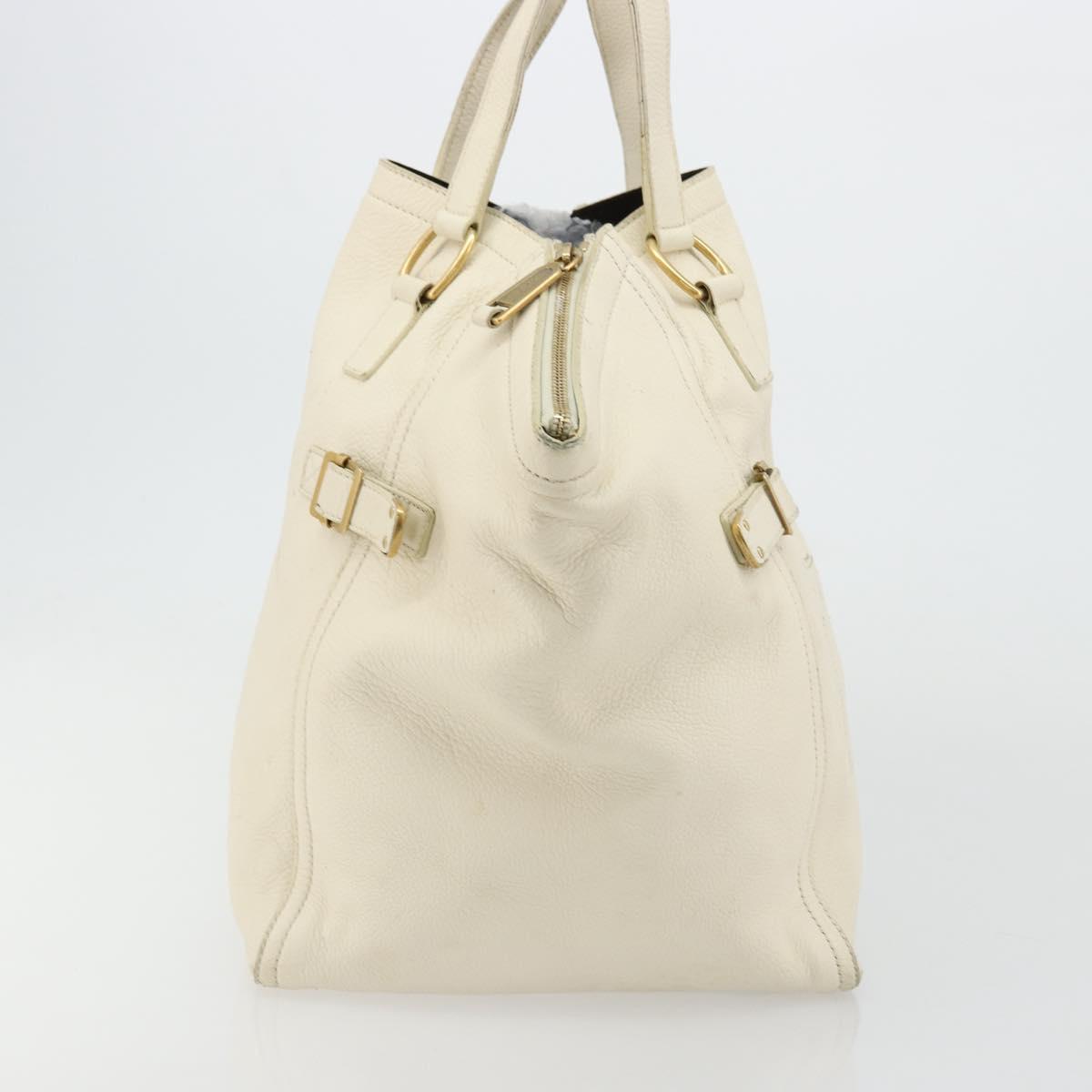 SAINT LAURENT Hand Bag Leather White Gold 172460 Auth bs34696