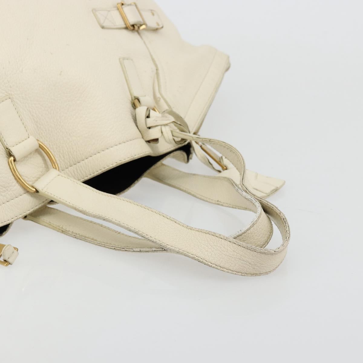 SAINT LAURENT Hand Bag Leather White Gold 172460 Auth bs34696