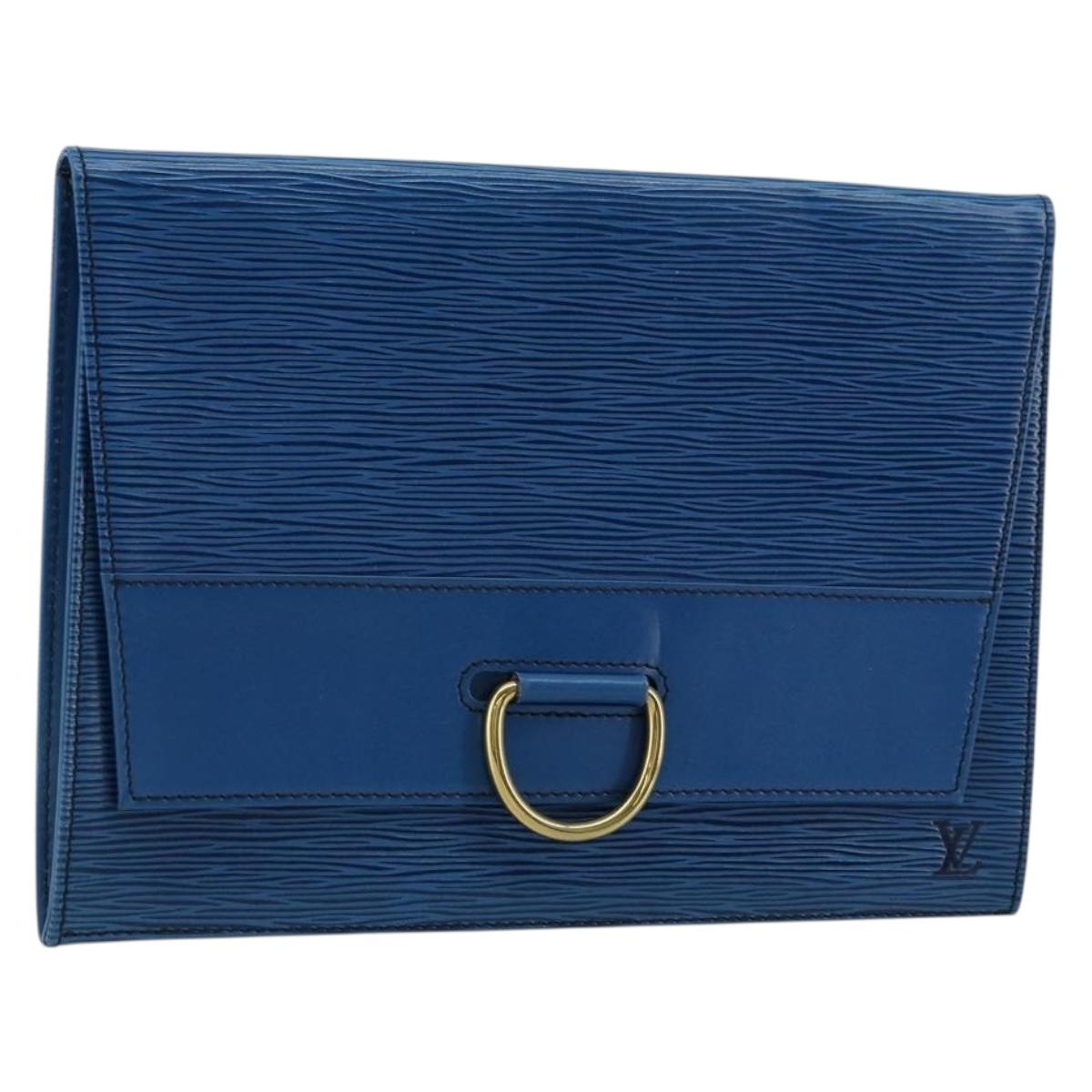 LOUIS VUITTON Epi Jena Clutch Bag Blue M52715 LV Auth bs34702