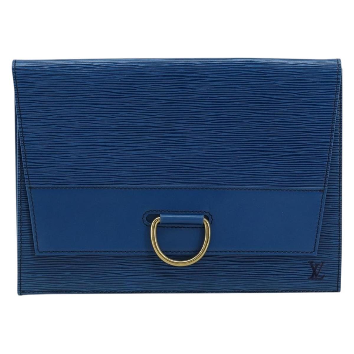LOUIS VUITTON Epi Jena Clutch Bag Blue M52715 LV Auth bs34702