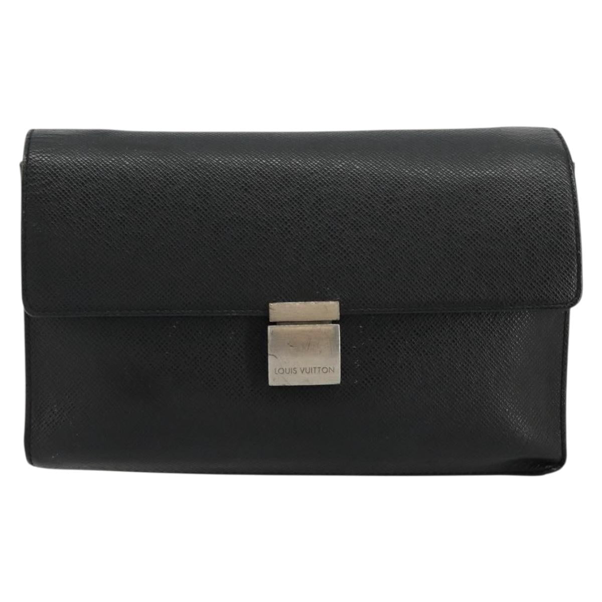 LOUIS VUITTON Taiga Selenga Clutch Bag Ardoise M30782 LV Auth bs34703