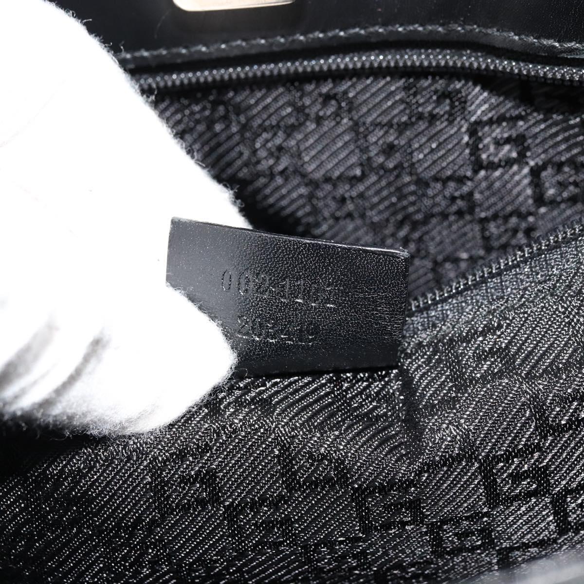 GUCCI Hand Bag Leather Black Gold Auth bs34709