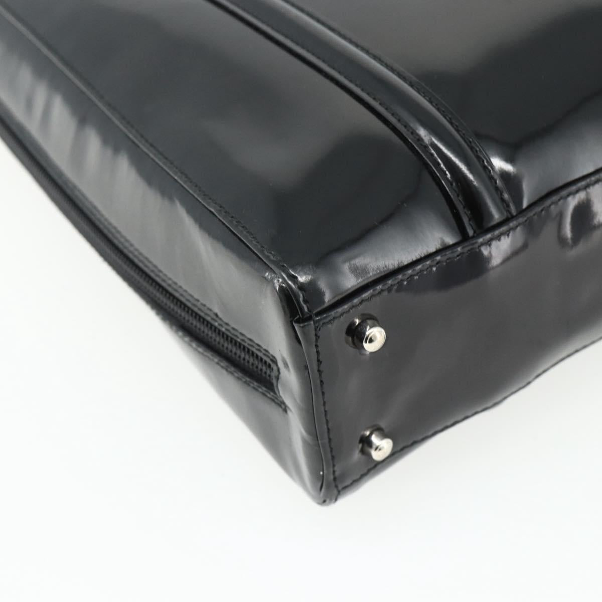 GUCCI Tote Bag Patent leather Black Silver 002 2058 0435 Auth bs34710