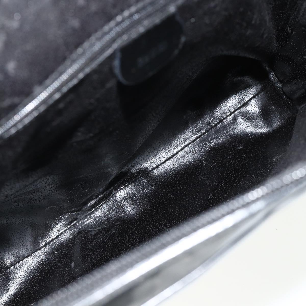 GUCCI Tote Bag Patent leather Black Silver 002 2058 0435 Auth bs34710