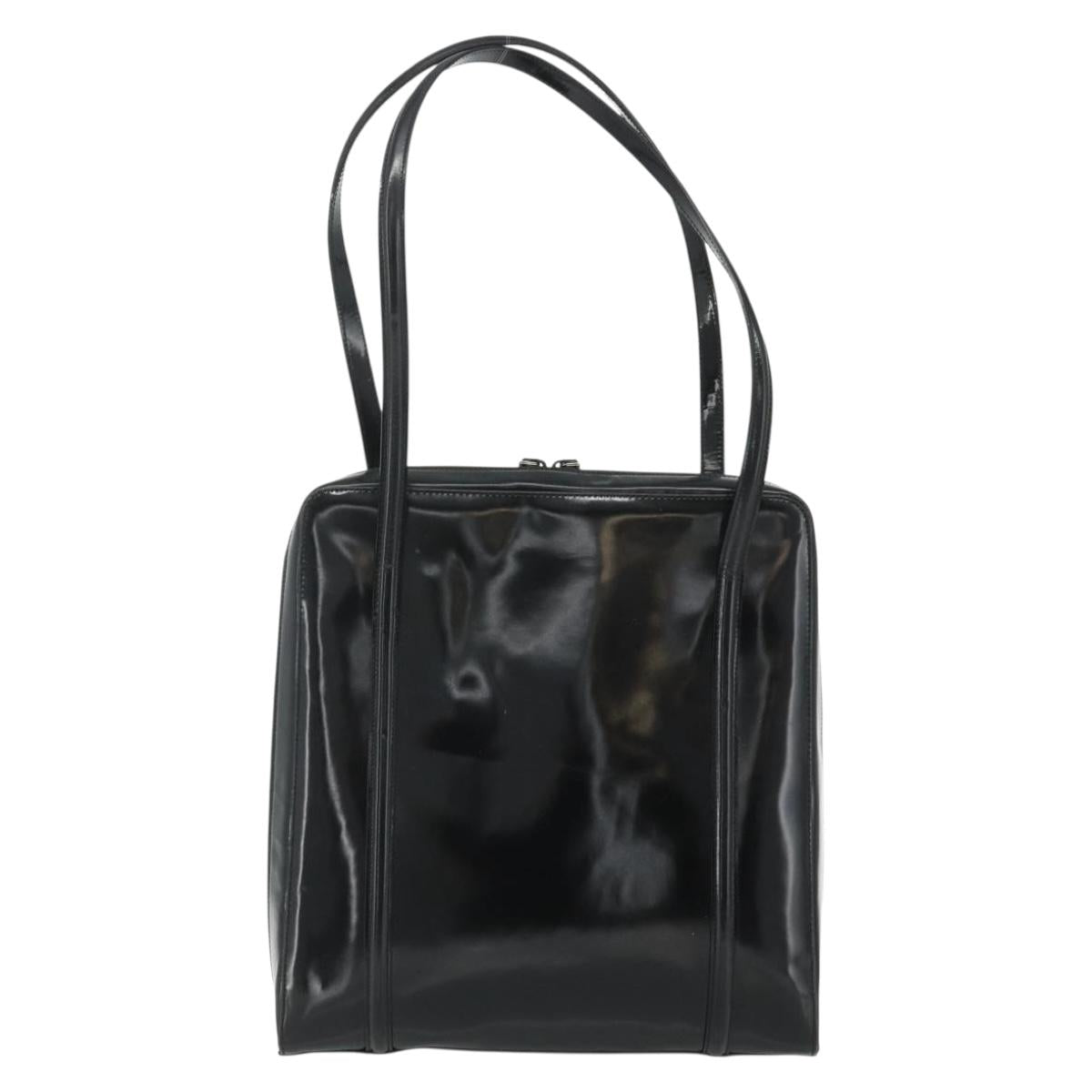 GUCCI Tote Bag Patent leather Black Silver 002 2058 0435 Auth bs34710