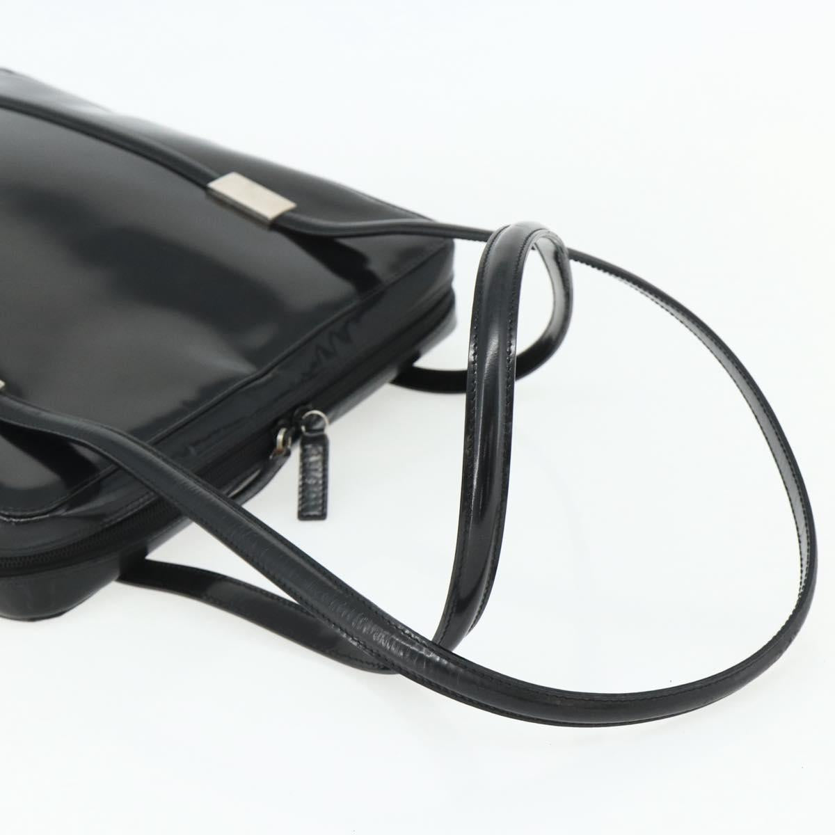 GUCCI Tote Bag Patent leather Black Silver 002 2058 0435 Auth bs34710