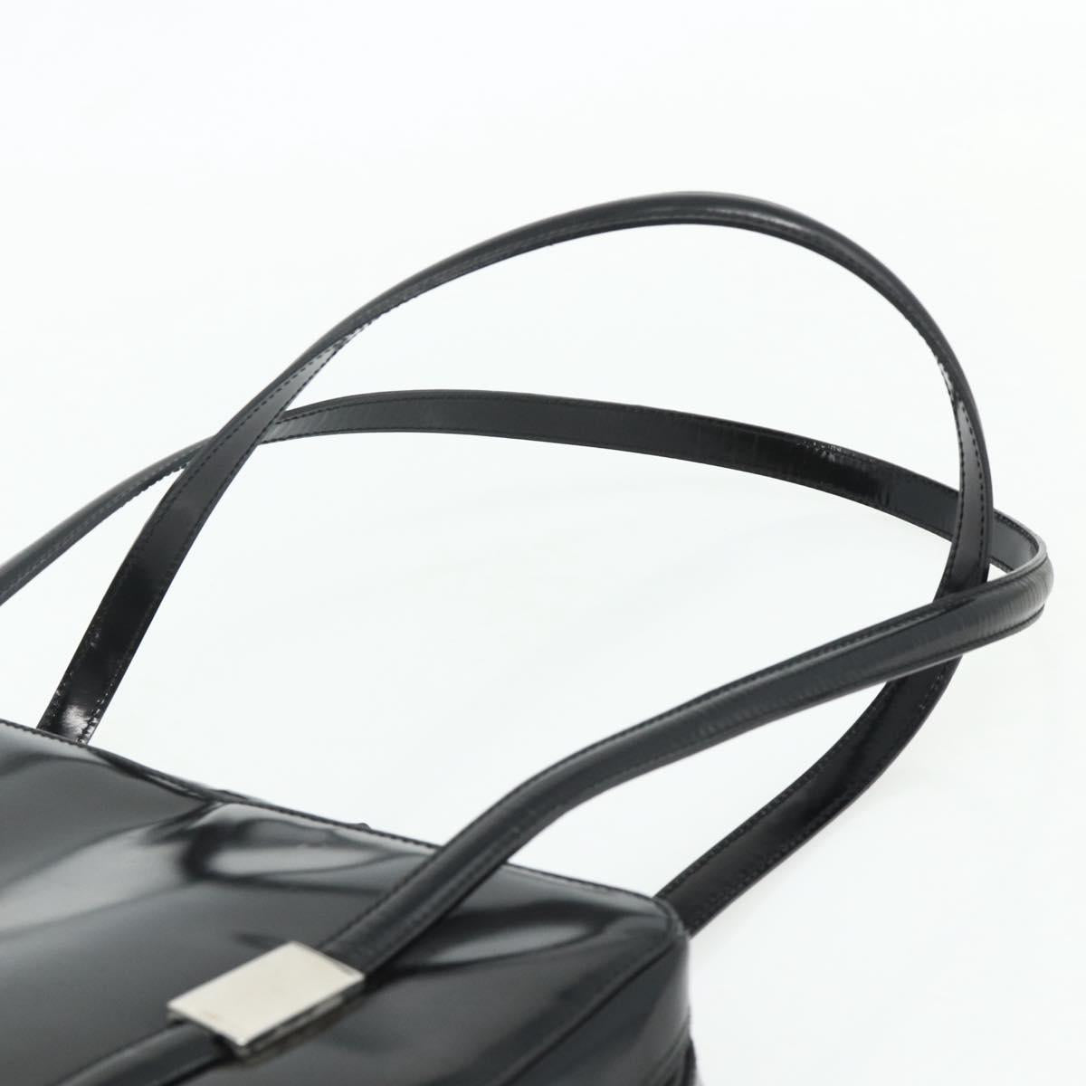 GUCCI Tote Bag Patent leather Black Silver 002 2058 0435 Auth bs34710