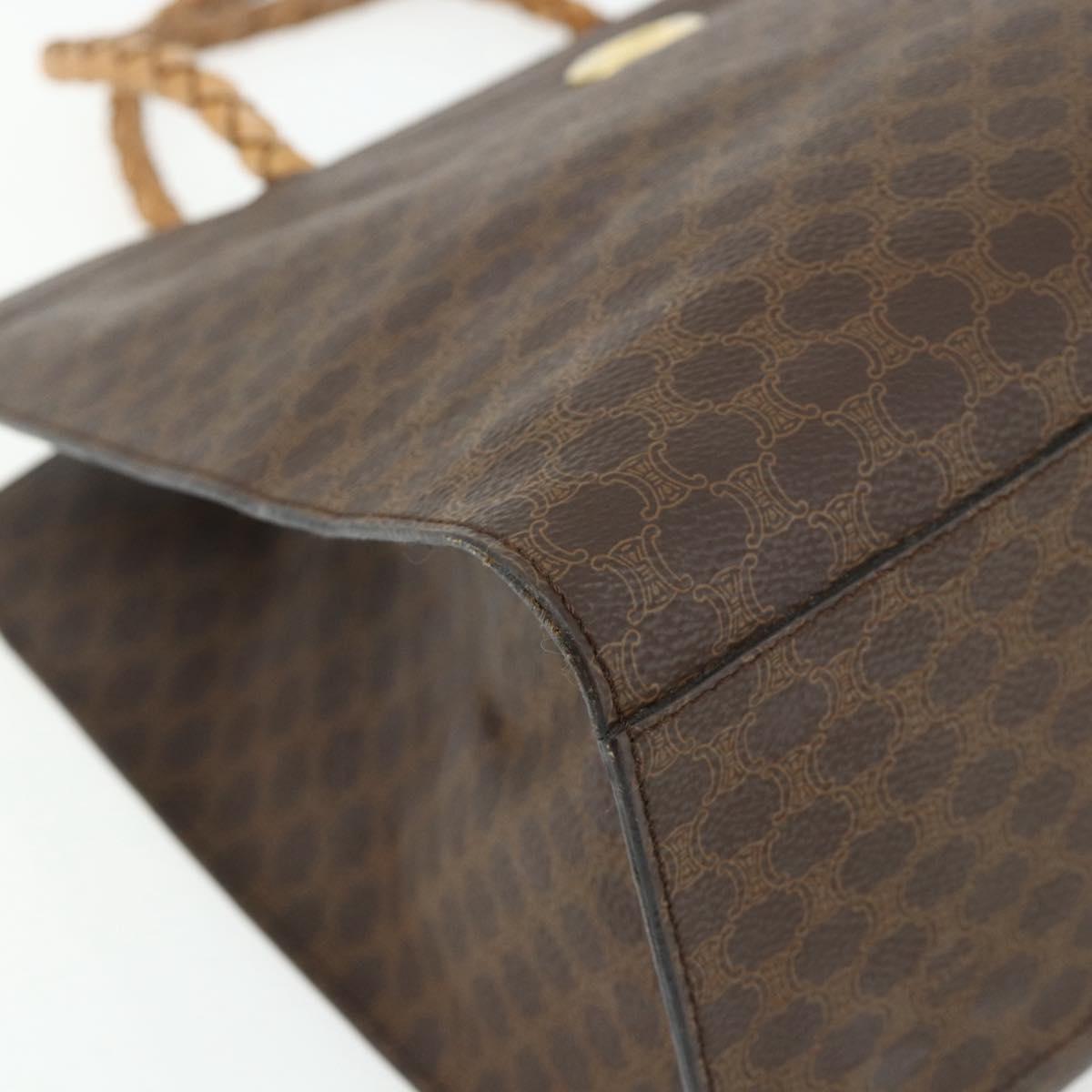 CELINE Macadam Canvas Tote Bag PVC Leather Brown Gold Auth bs34711
