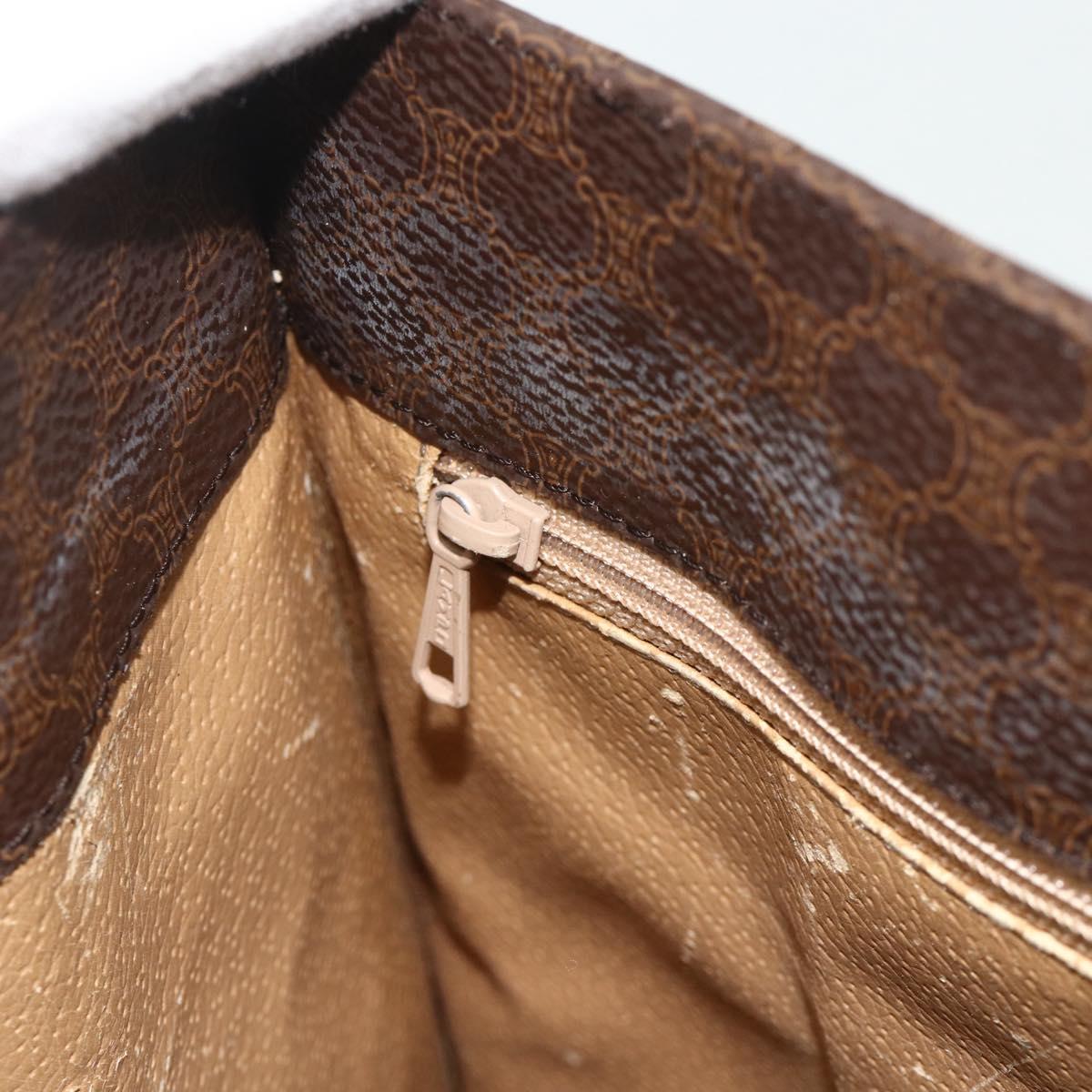 CELINE Macadam Canvas Tote Bag PVC Leather Brown Gold Auth bs34711