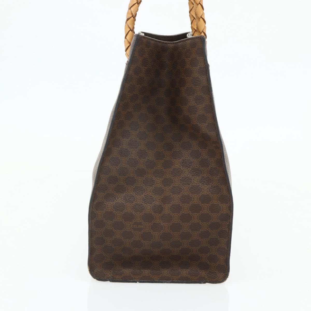CELINE Macadam Canvas Tote Bag PVC Leather Brown Gold Auth bs34711
