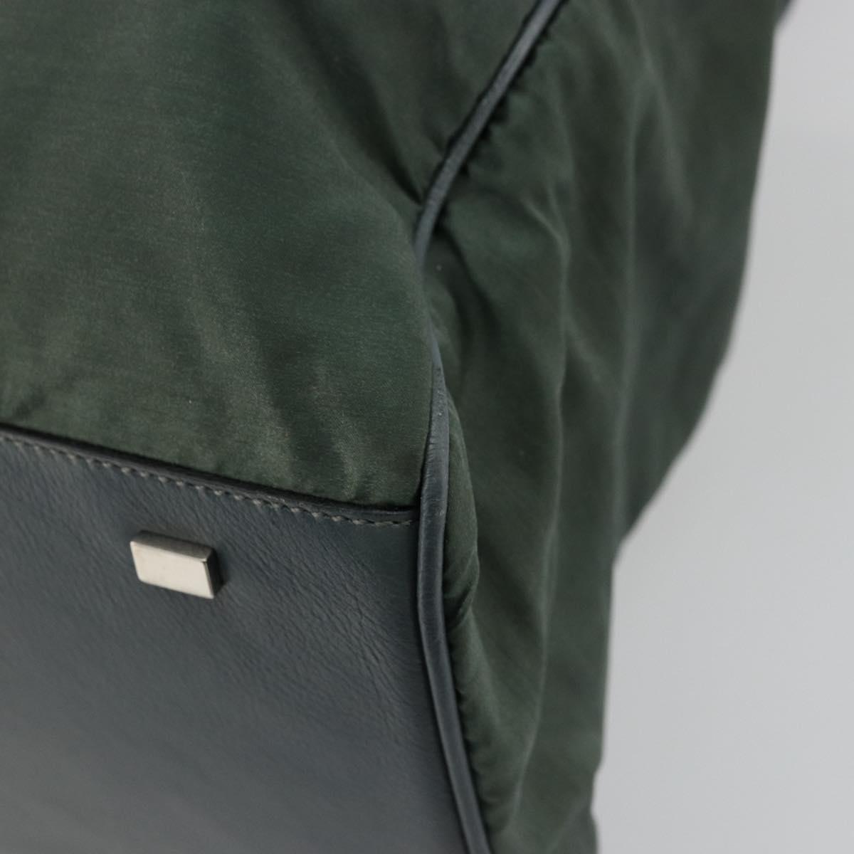 CELINE Tote Bag Nylon Green Silver Auth bs34712