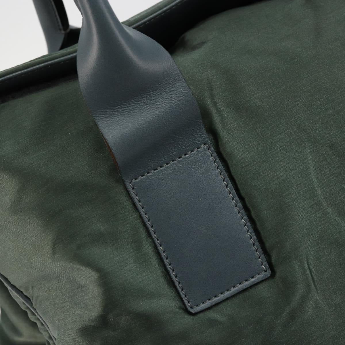 CELINE Tote Bag Nylon Green Silver Auth bs34712