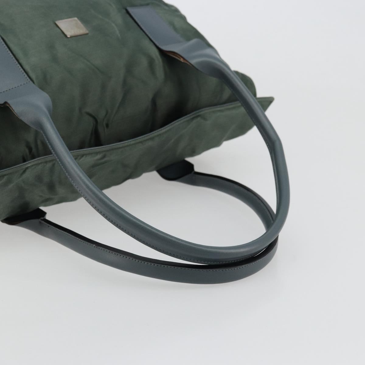 CELINE Tote Bag Nylon Green Silver Auth bs34712