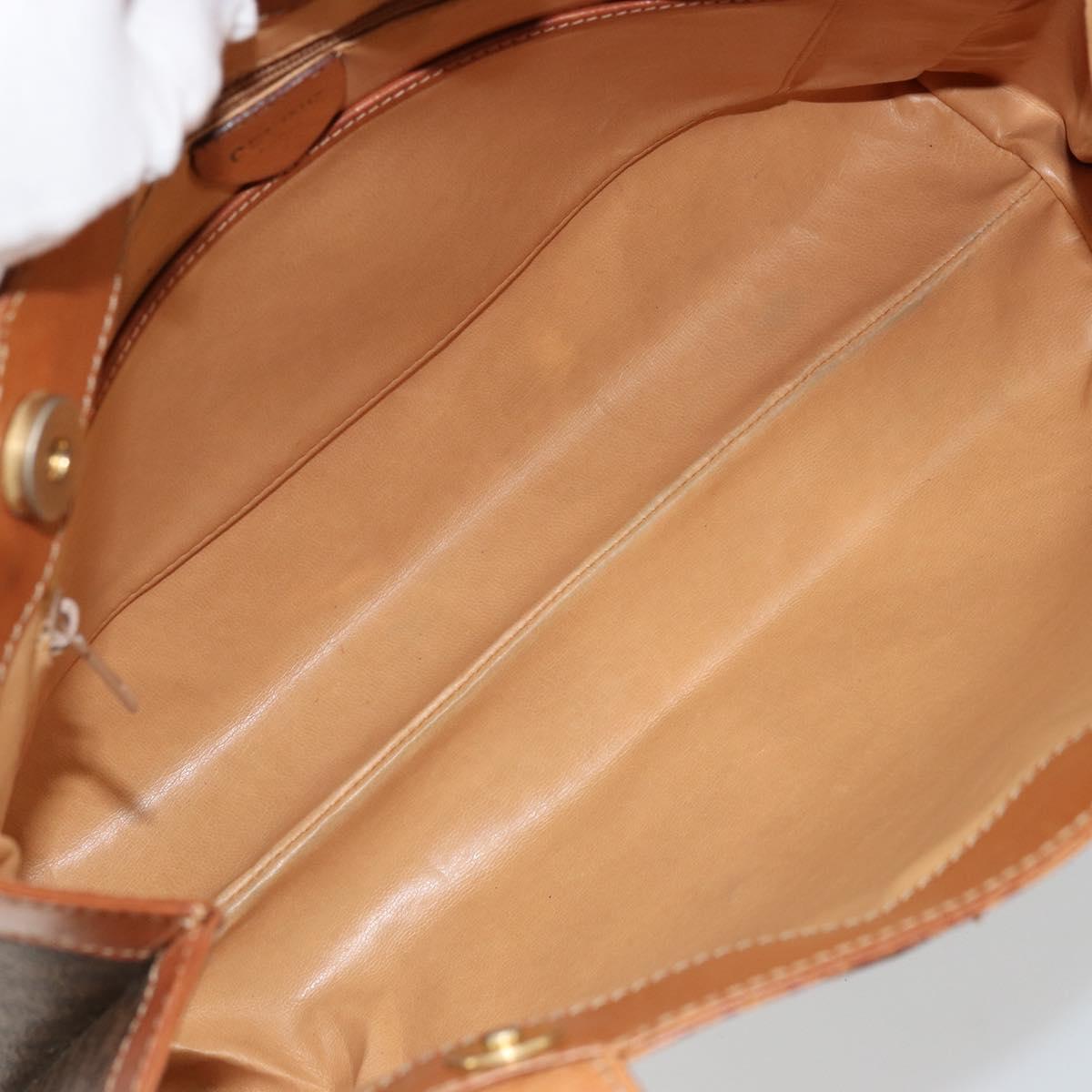 CELINE Macadam Canvas Tote Bag PVC Leather Brown Gold Auth bs34713