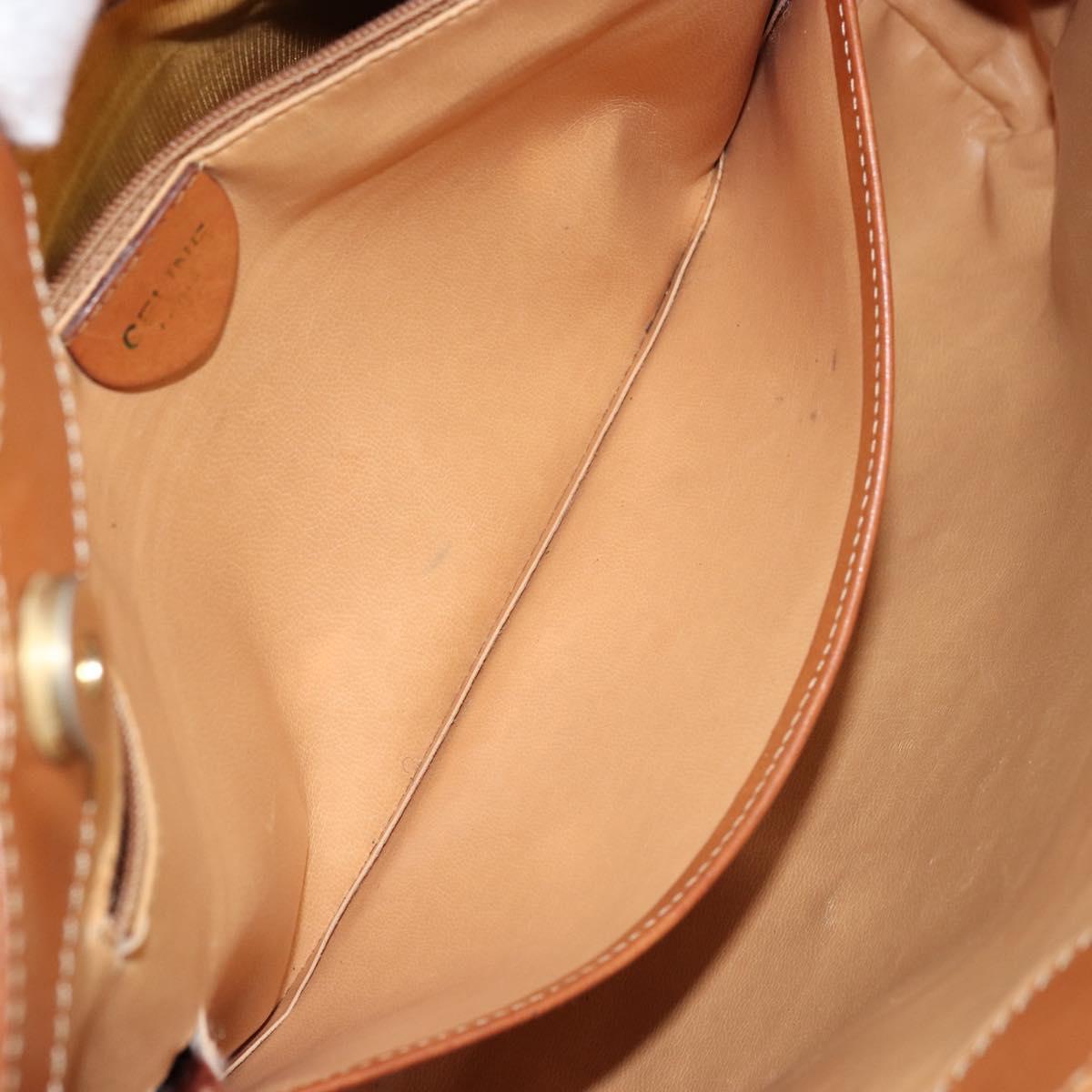 CELINE Macadam Canvas Tote Bag PVC Leather Brown Gold Auth bs34713