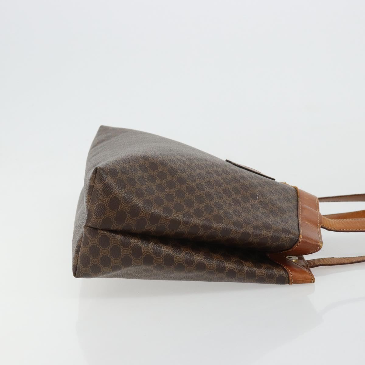 CELINE Macadam Canvas Tote Bag PVC Leather Brown Gold Auth bs34713