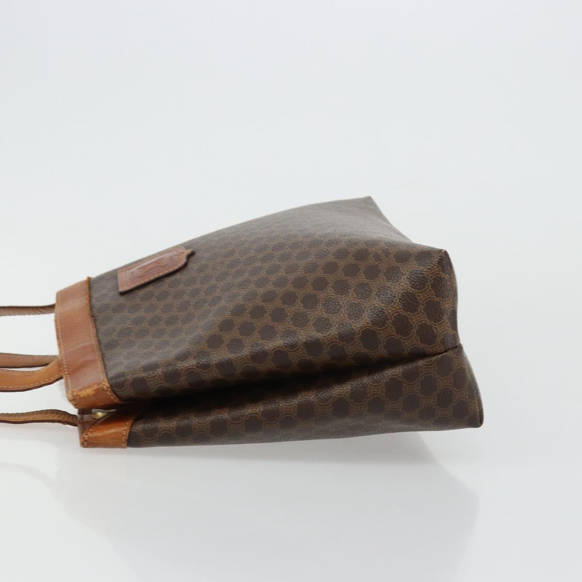 CELINE Macadam Canvas Tote Bag PVC Leather Brown Gold Auth bs34713