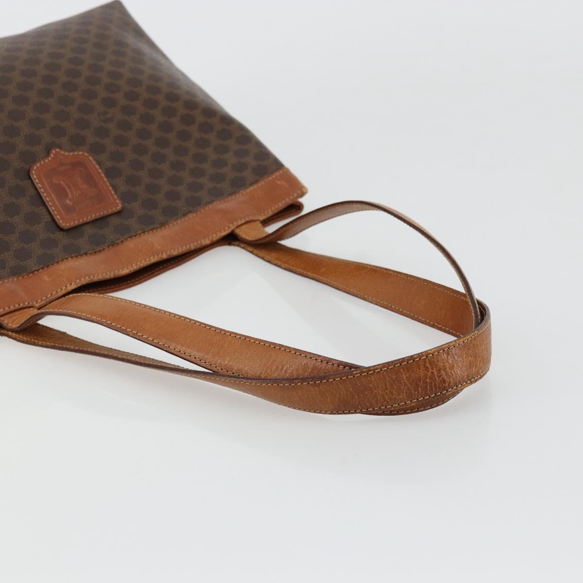 CELINE Macadam Canvas Tote Bag PVC Leather Brown Gold Auth bs34713