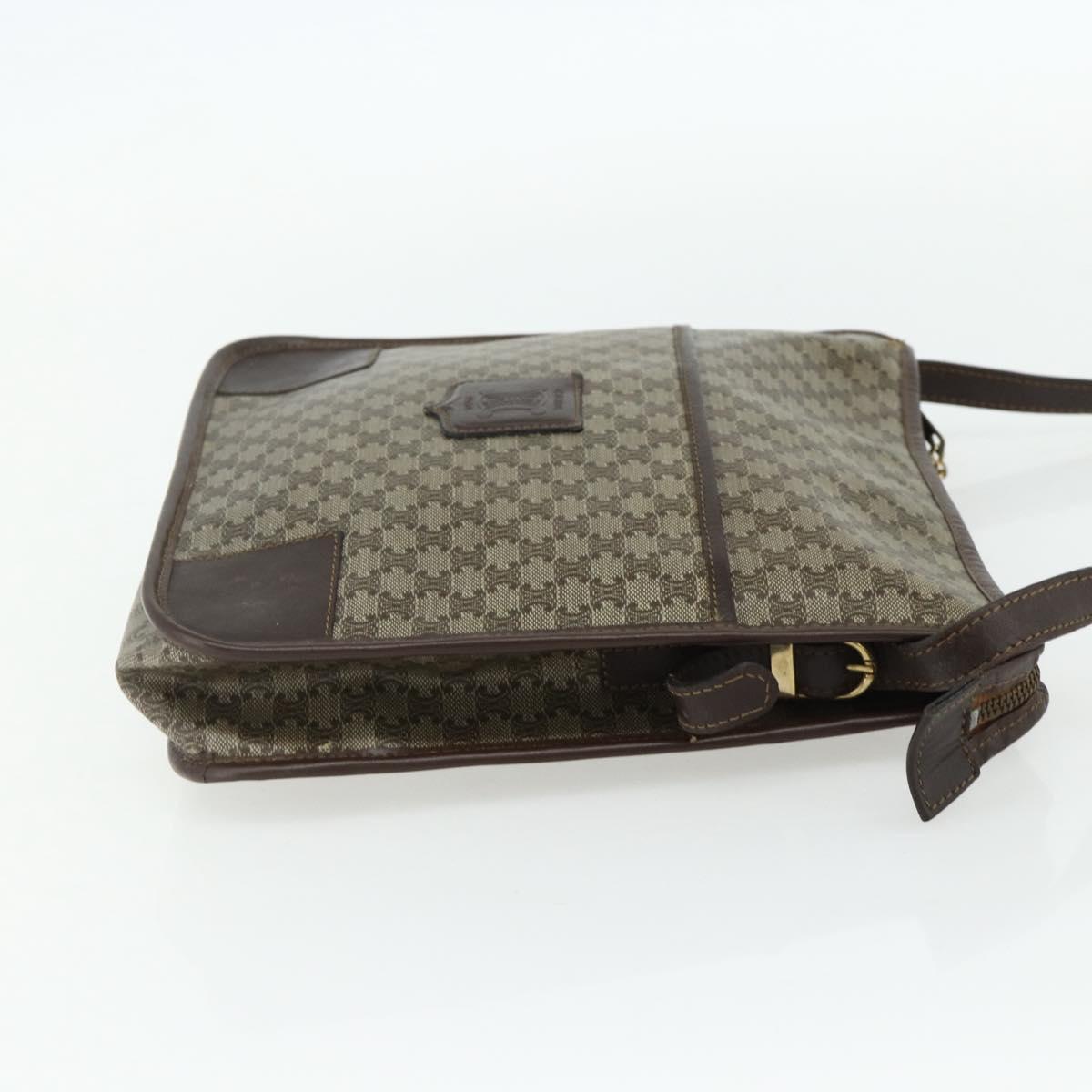CELINE Macadam Canvas Shoulder Bag PVC Beige Gold Auth bs34714