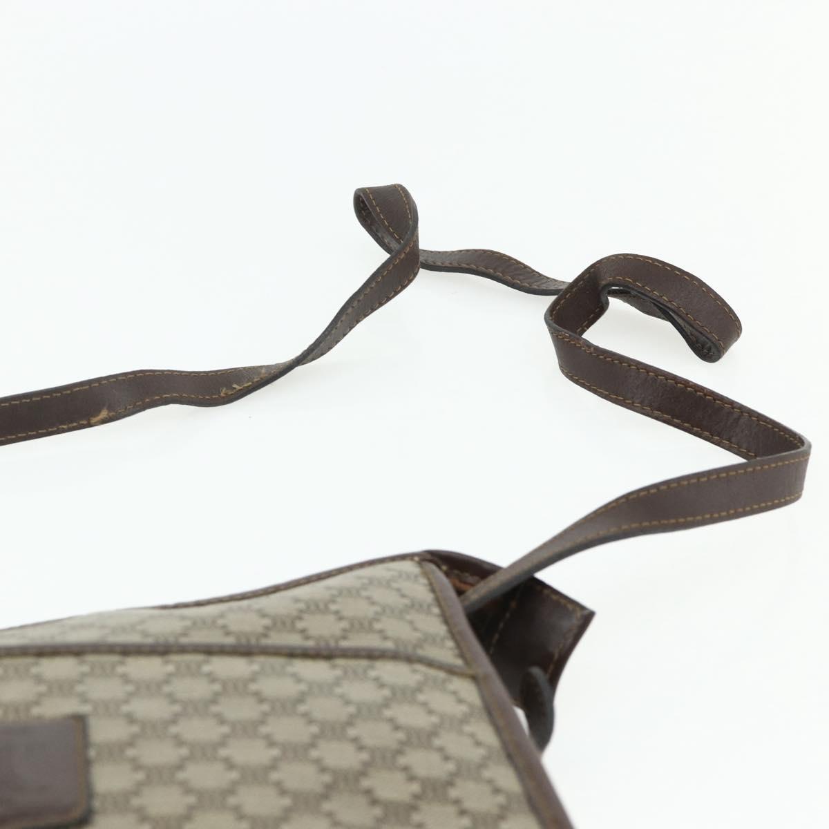 CELINE Macadam Canvas Shoulder Bag PVC Beige Gold Auth bs34714