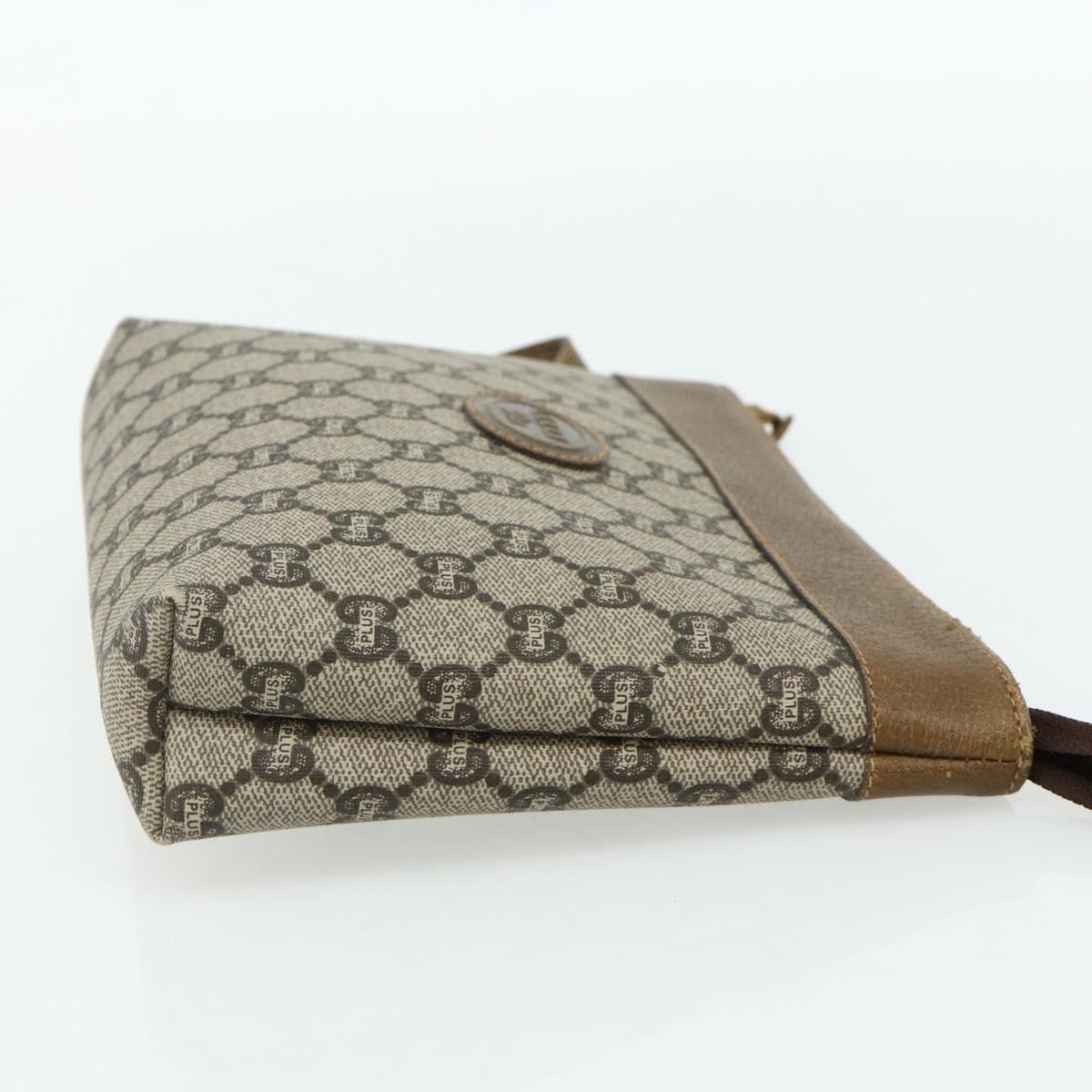 GUCCI GG Plus Supreme Clutch Bag PVC Gold Beige Auth bs34715