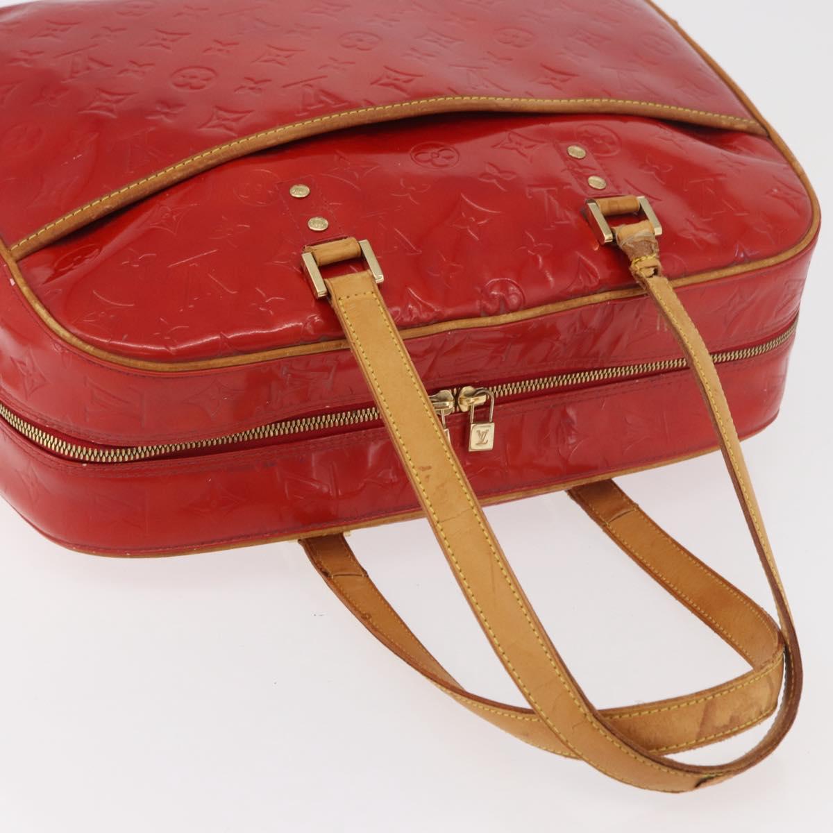 LOUIS VUITTON Monogram Vernis Sutton Hand Bag Red Rouge M91080 LV Auth bs34724