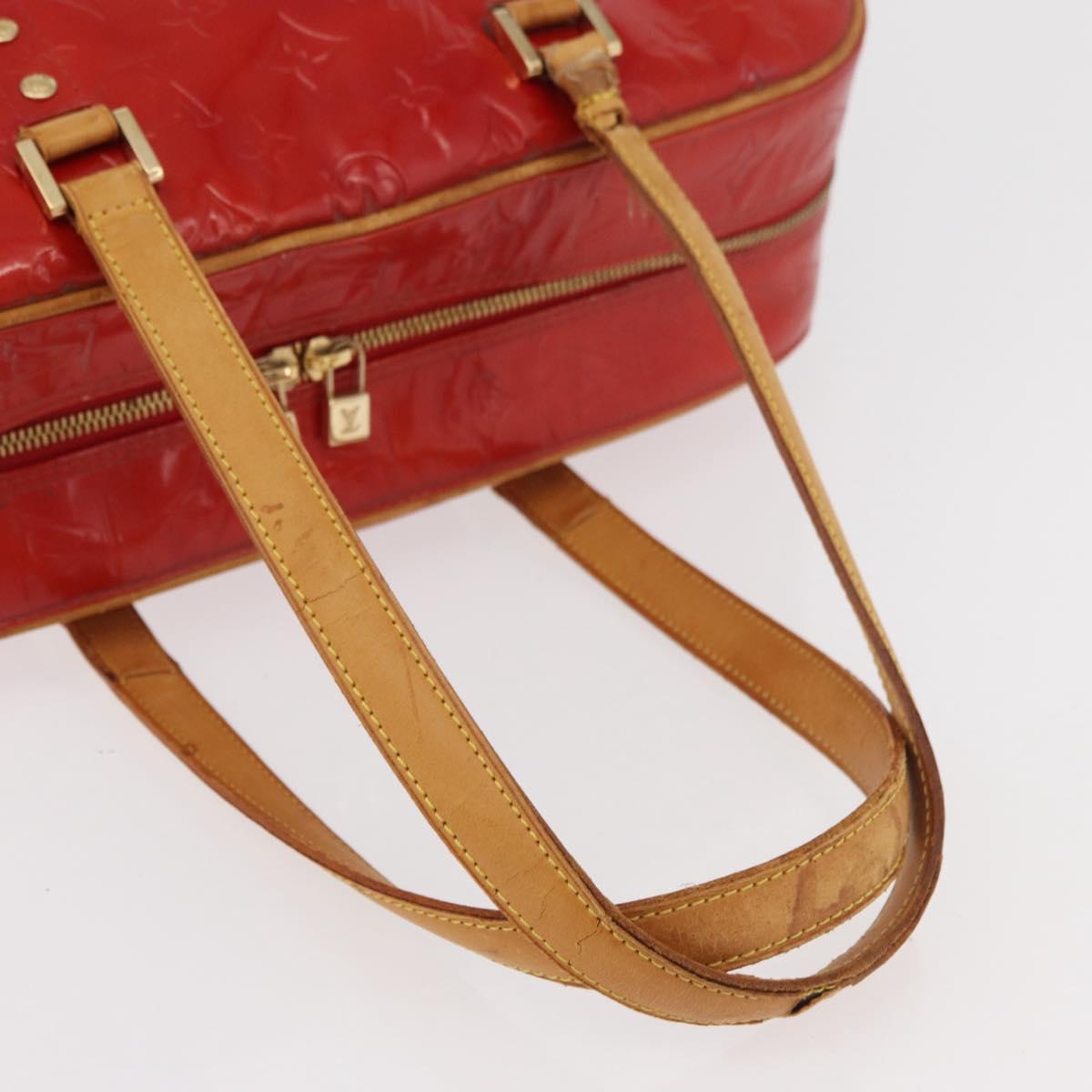 LOUIS VUITTON Monogram Vernis Sutton Hand Bag Red Rouge M91080 LV Auth bs34724