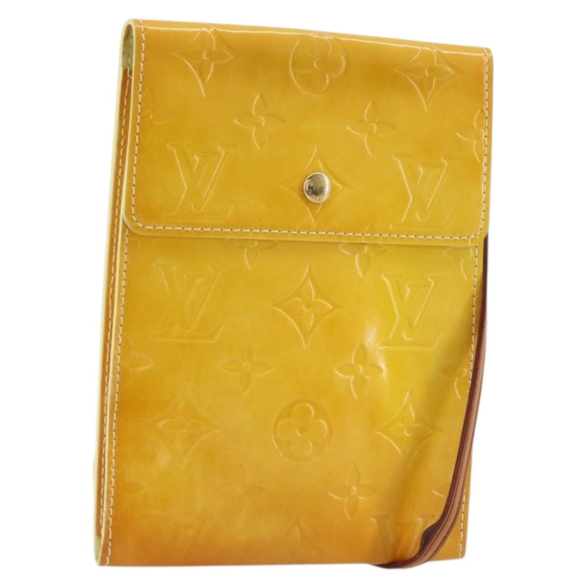 LOUIS VUITTON Monogram Vernis Kenmare Pouch Lime Yellow M91062 LV Auth bs34726A