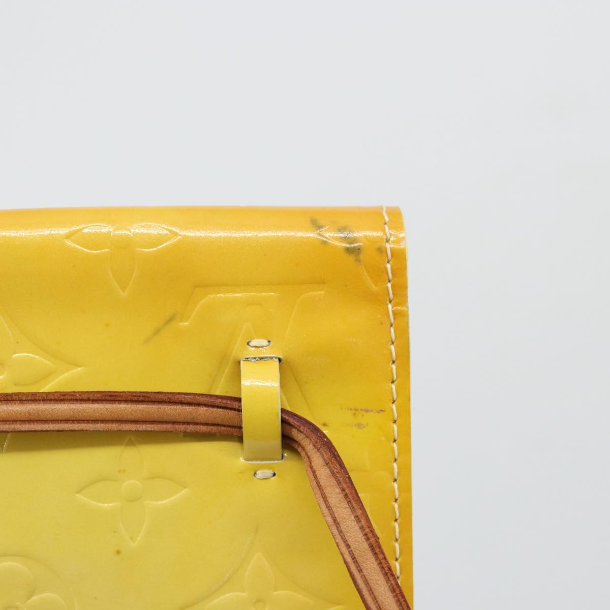 LOUIS VUITTON Monogram Vernis Kenmare Pouch Lime Yellow M91062 LV Auth bs34726A