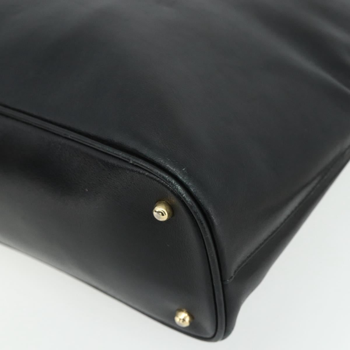 GUCCI Bamboo Hand Bag Leather 2 Set Black Gold 000 1448 0289 Auth bs34727
