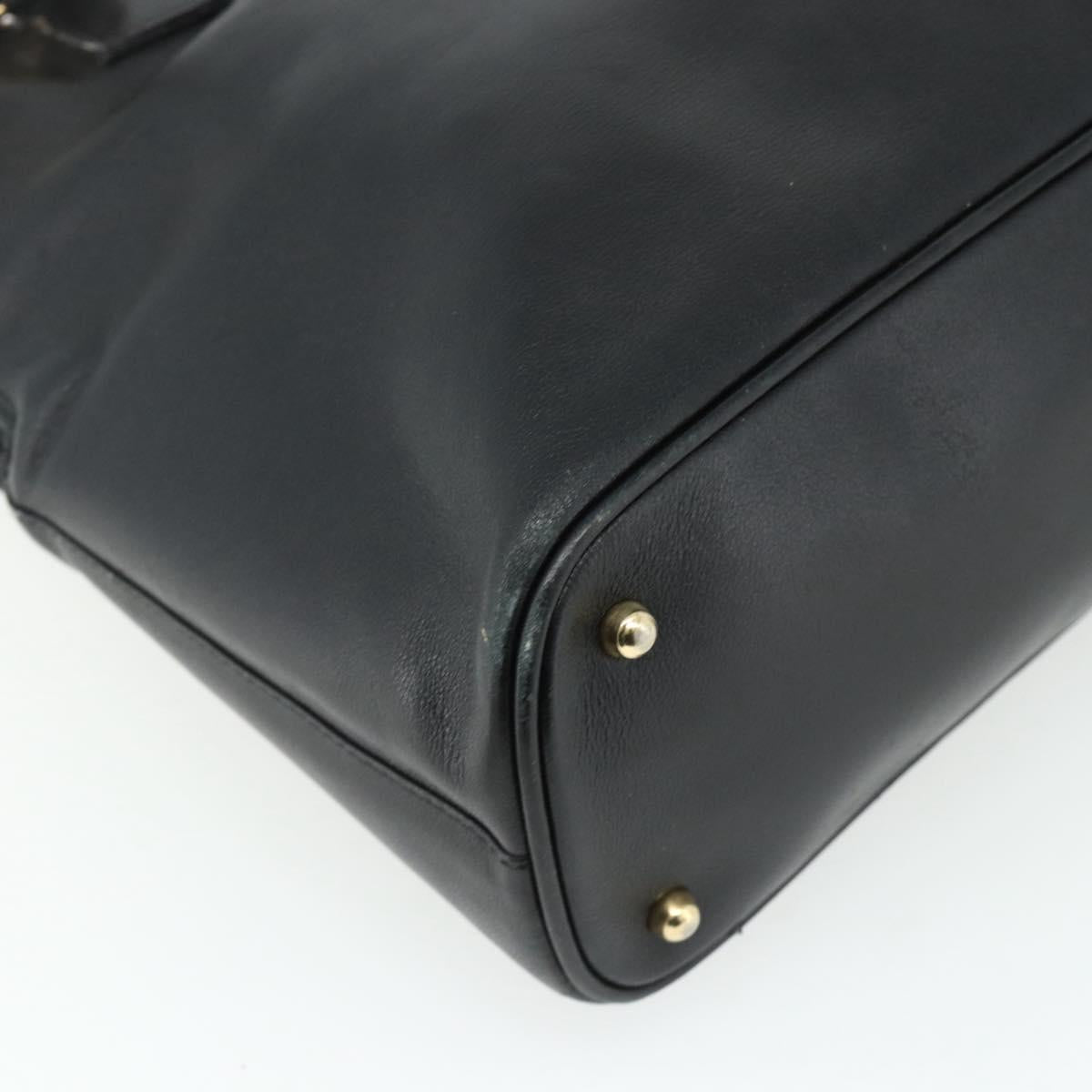 GUCCI Bamboo Hand Bag Leather 2 Set Black Gold 000 1448 0289 Auth bs34727