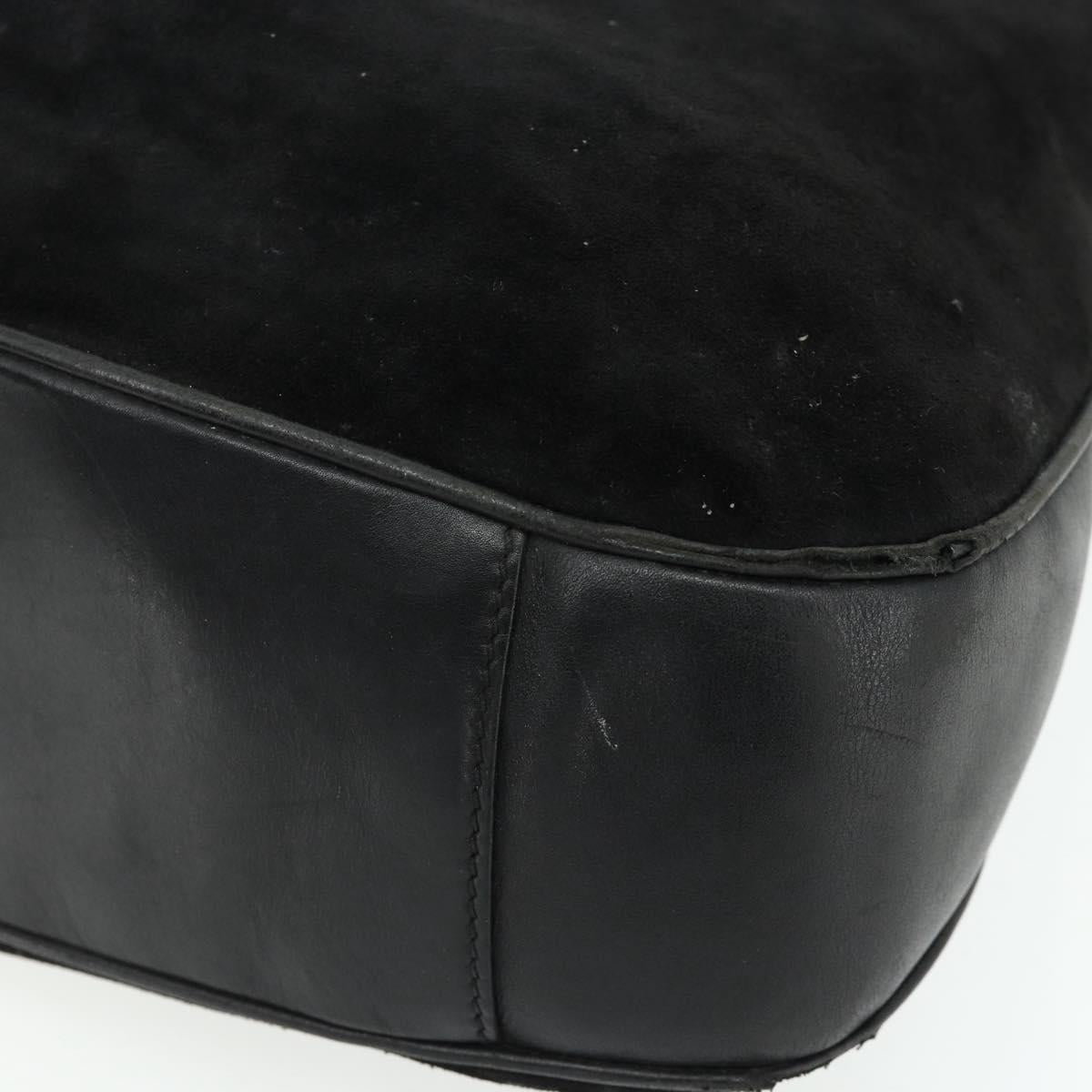 GUCCI Bamboo Hand Bag Suede 2way Black Gold 001 1014 1577 Auth bs34728