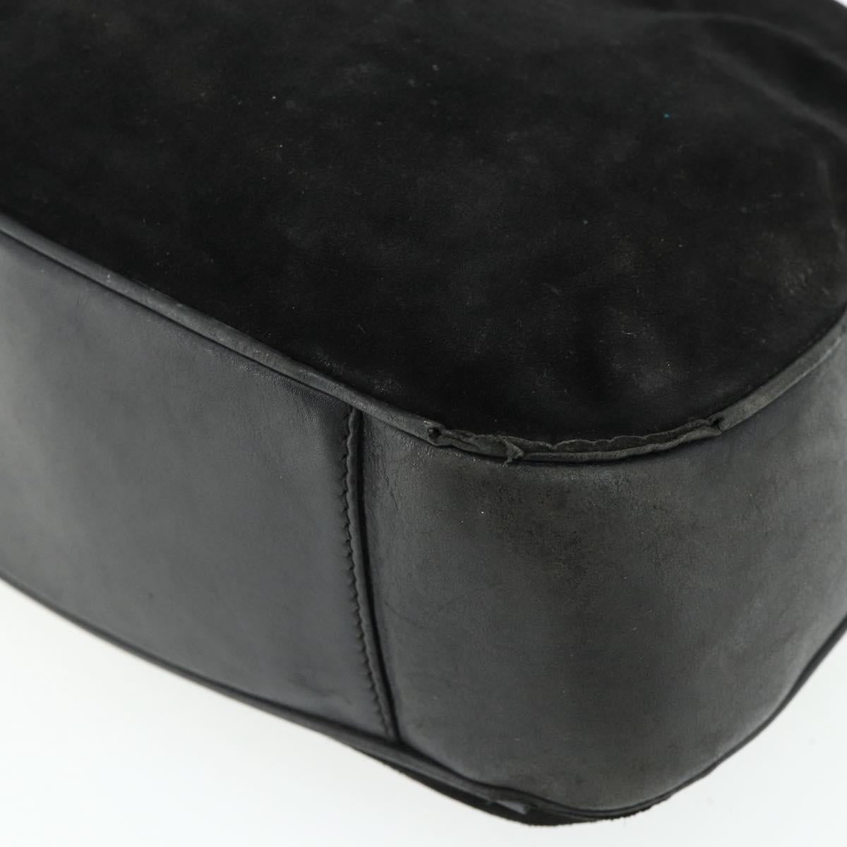 GUCCI Bamboo Hand Bag Suede 2way Black Gold 001 1014 1577 Auth bs34728