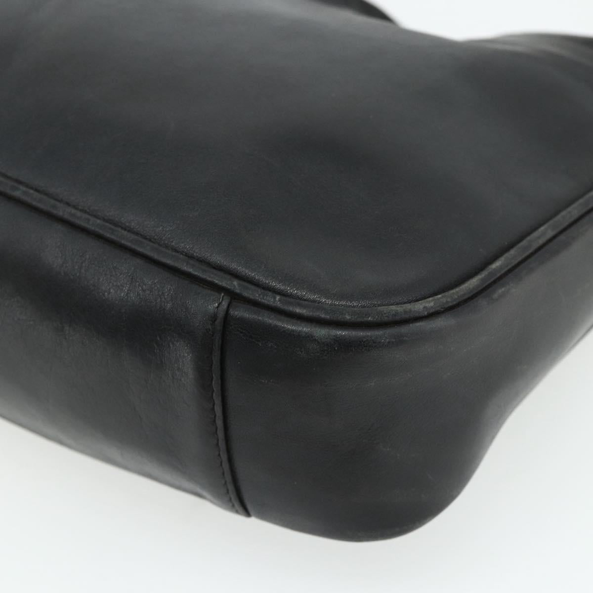 GUCCI Bamboo Shoulder Bag Leather 2way Black Gold Auth bs34729