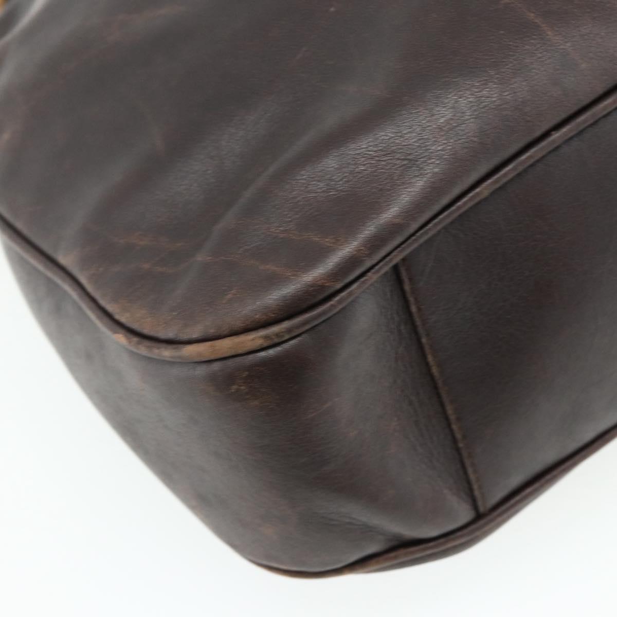 GUCCI Bamboo Hand Bag Leather 2way Brown Gold 001 2058 1577 0 Auth bs34732
