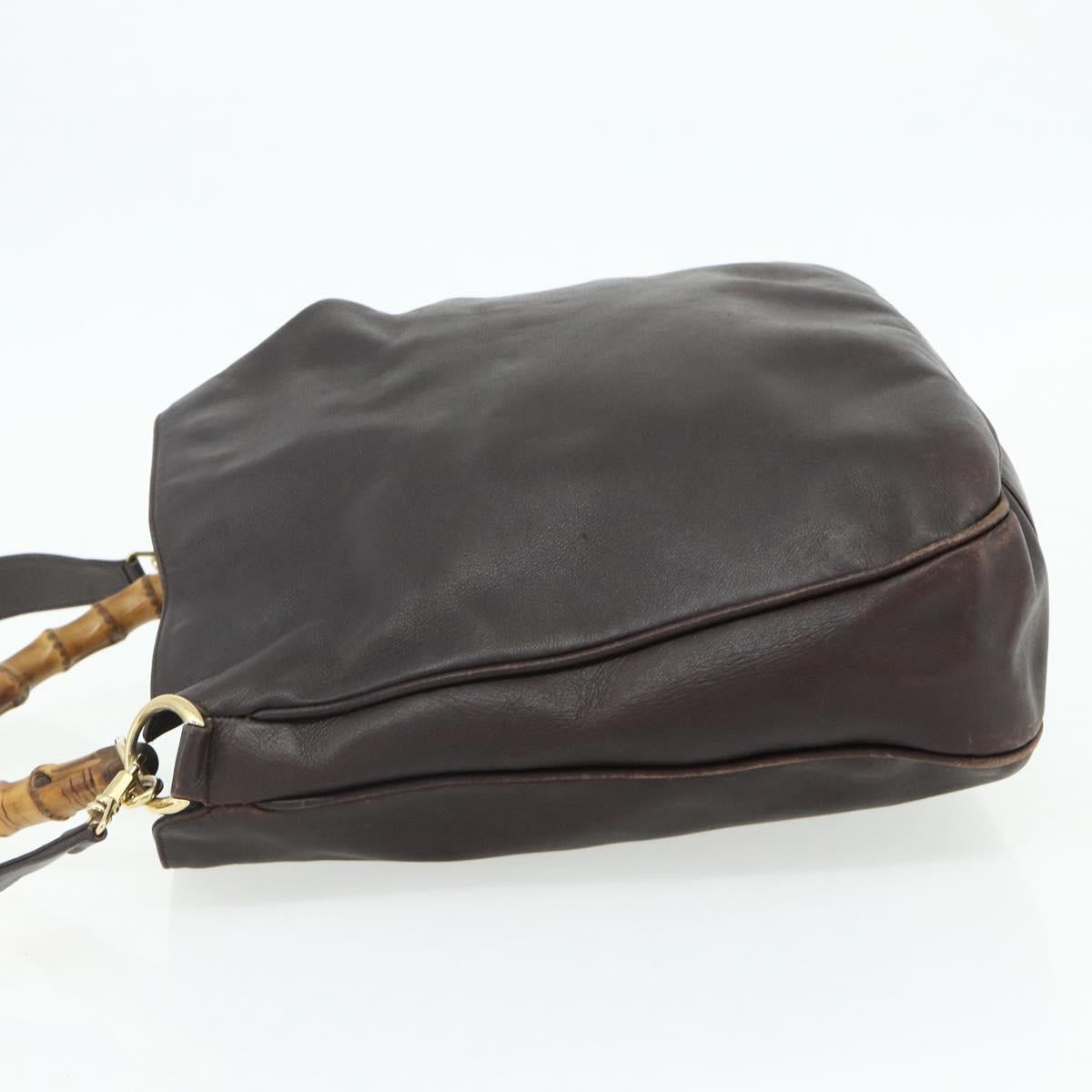 GUCCI Bamboo Hand Bag Leather 2way Brown Gold 001 2058 1577 0 Auth bs34732