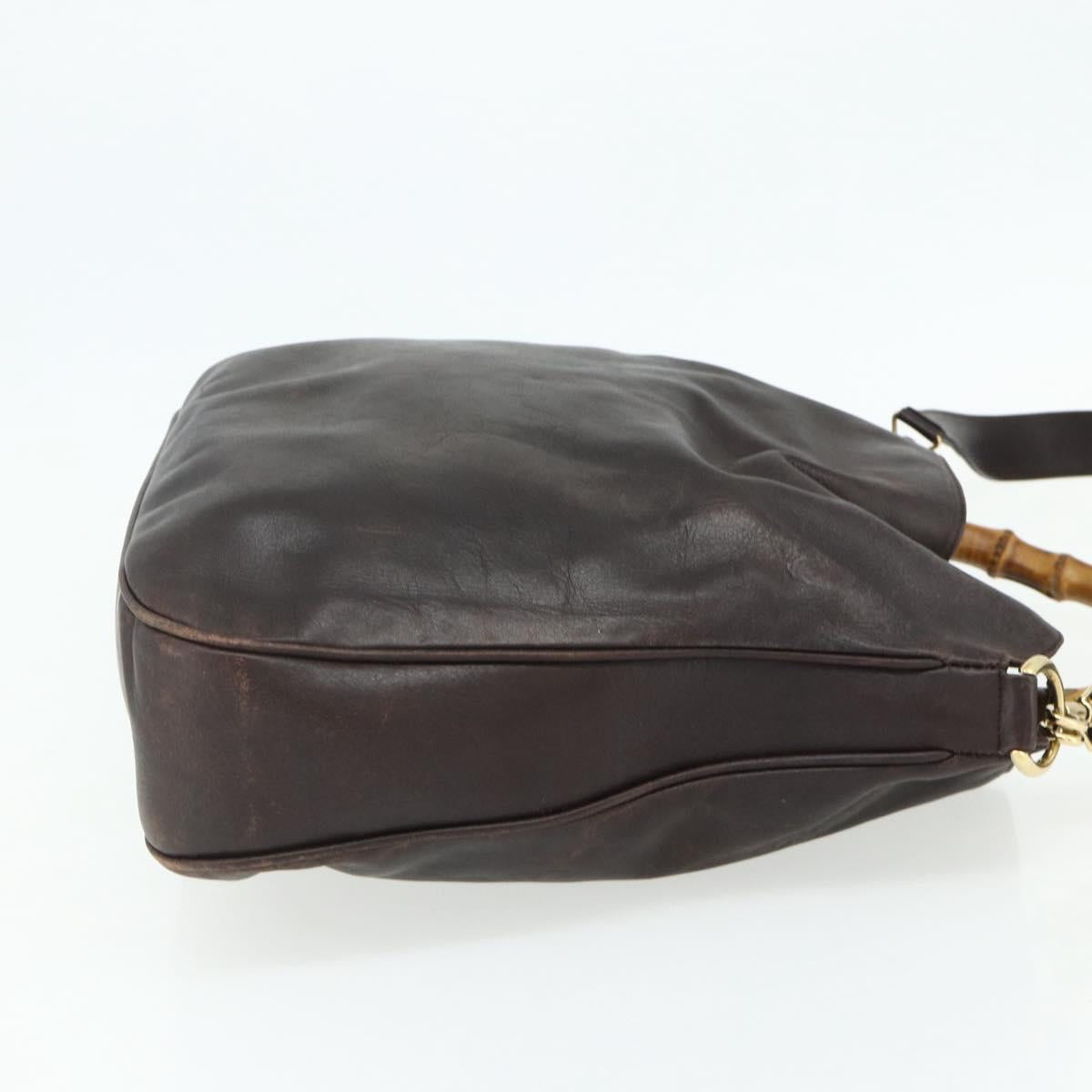 GUCCI Bamboo Hand Bag Leather 2way Brown Gold 001 2058 1577 0 Auth bs34732