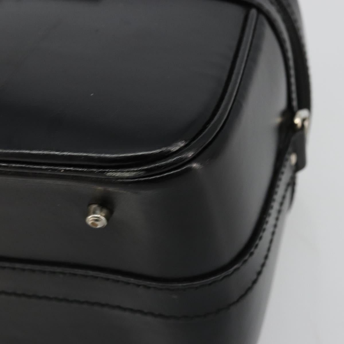 GUCCI Bamboo Vanity Hand Bag Leather Black Silver Auth bs34733