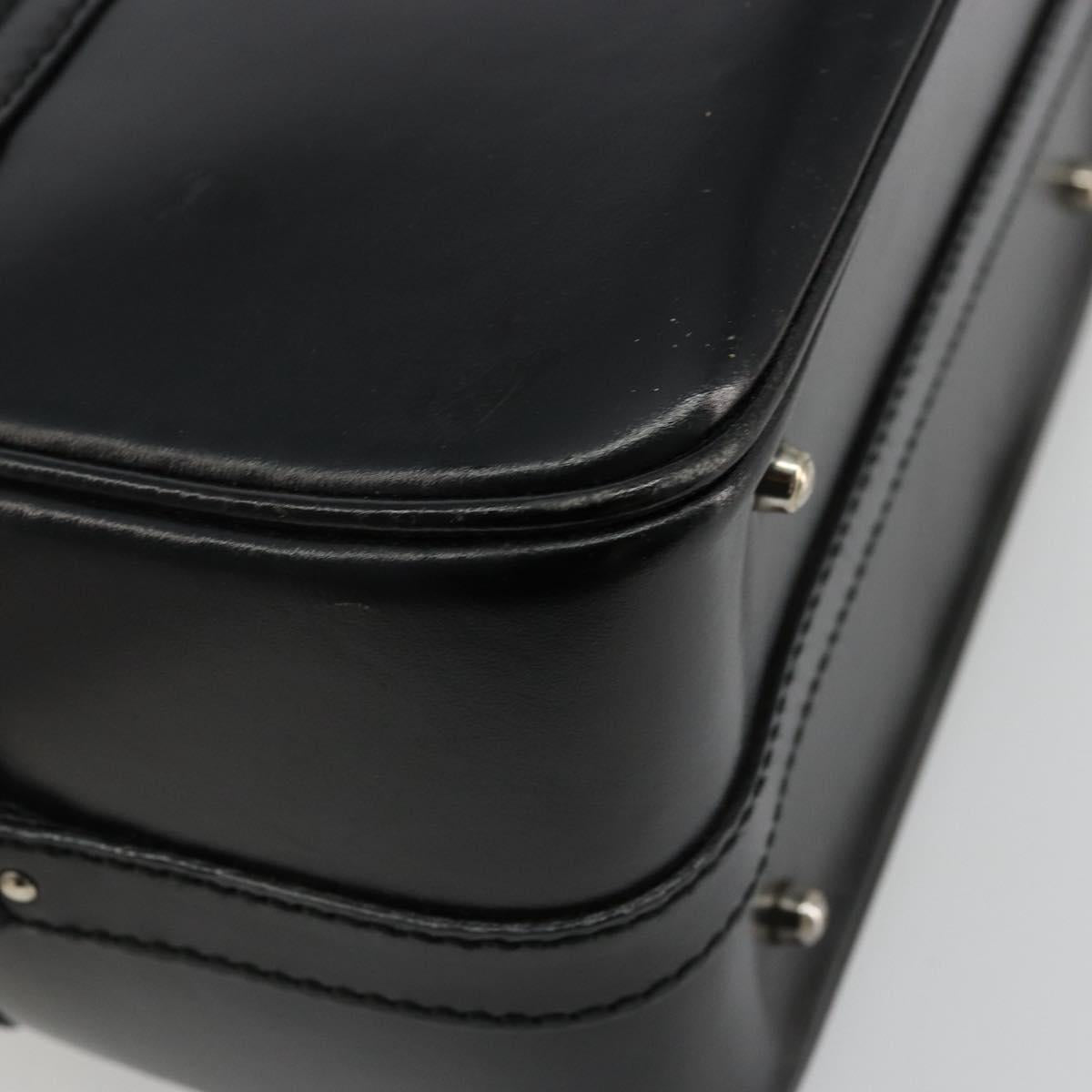 GUCCI Bamboo Vanity Hand Bag Leather Black Silver Auth bs34733