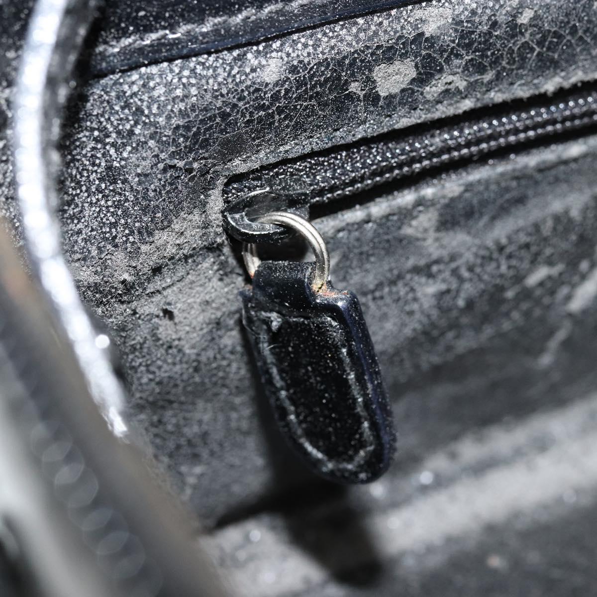 GUCCI Bamboo Vanity Hand Bag Leather Black Silver Auth bs34733