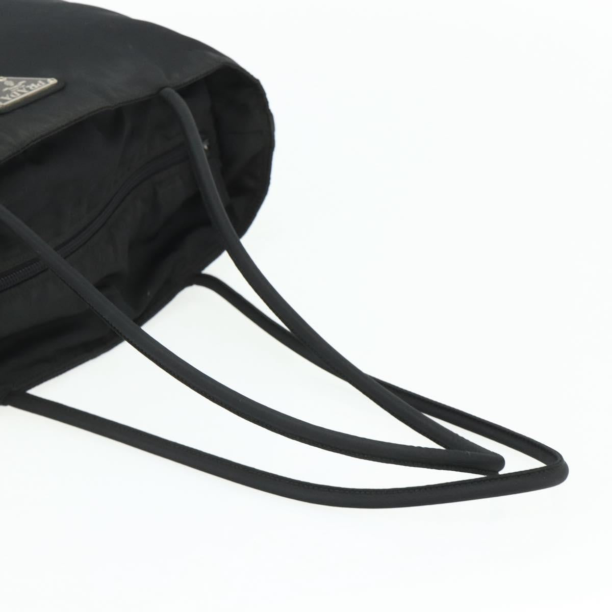 PRADA Tote Bag Nylon Black Silver Auth bs34741