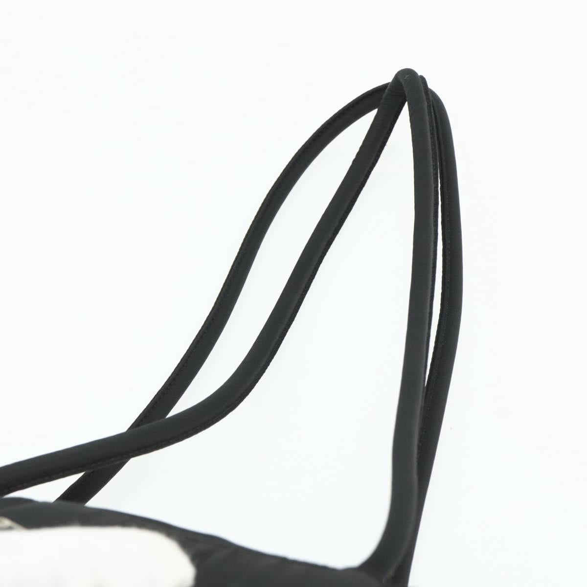 PRADA Tote Bag Nylon Black Silver Auth bs34741