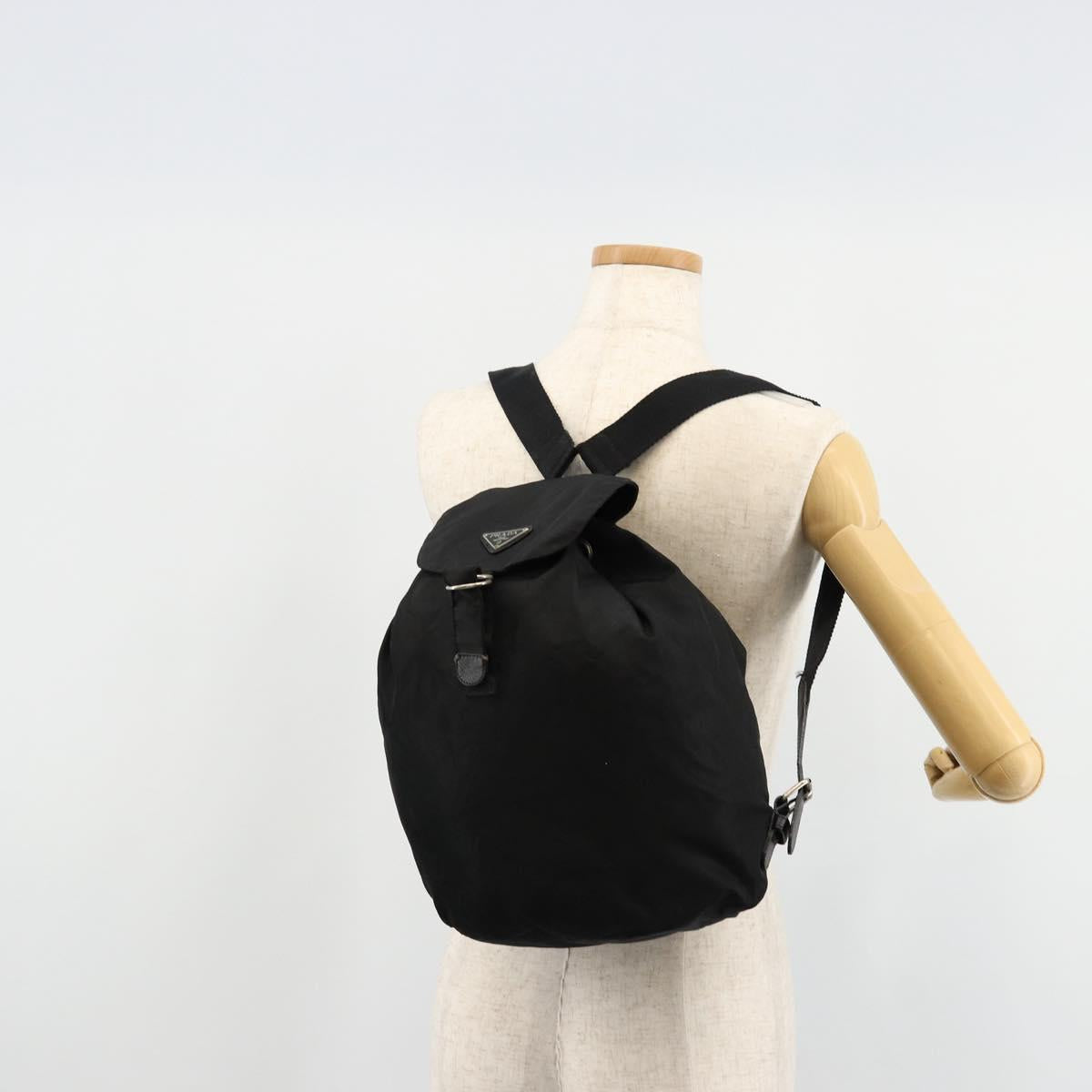 PRADA Backpack Nylon Silver Black Auth bs34742