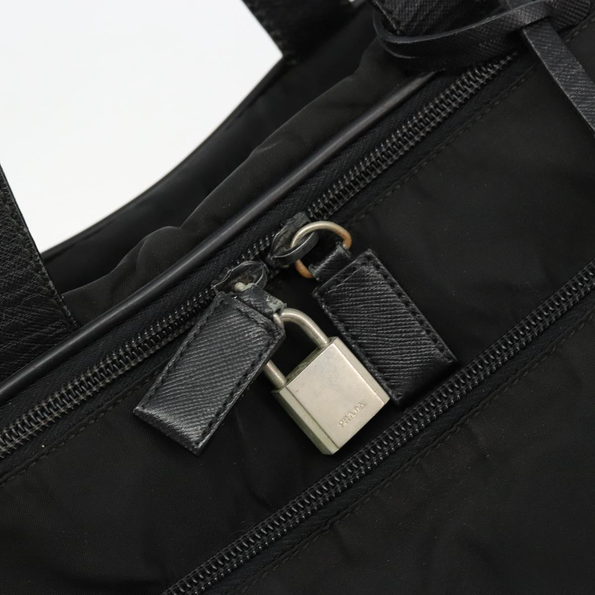 PRADA Hand Bag Nylon 2way Black Silver Auth bs34745
