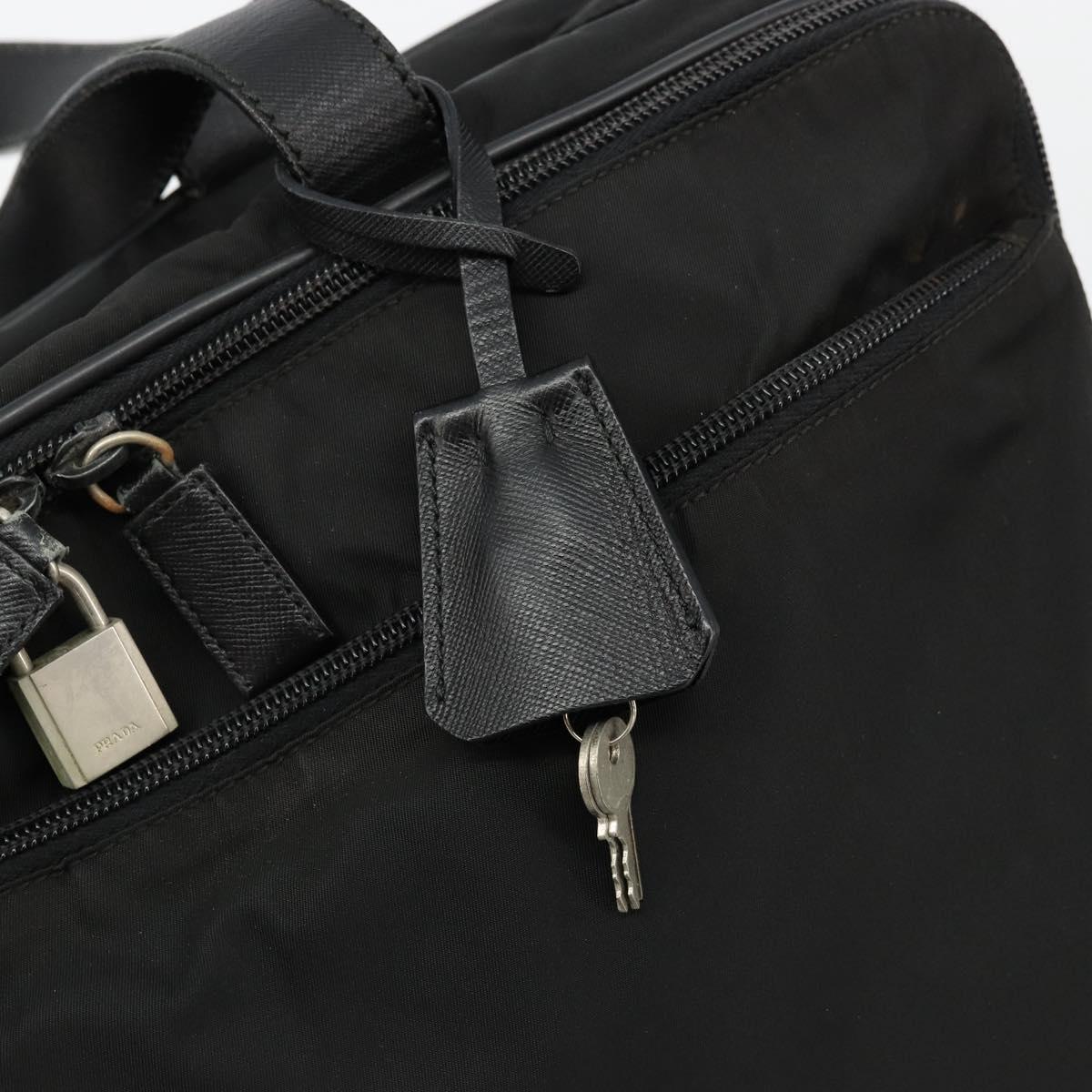 PRADA Hand Bag Nylon 2way Black Silver Auth bs34745