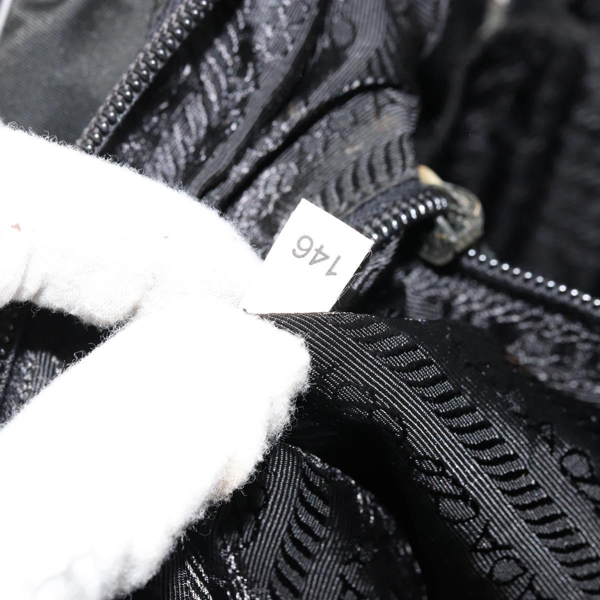 PRADA Hand Bag Nylon 2way Black Silver Auth bs34745