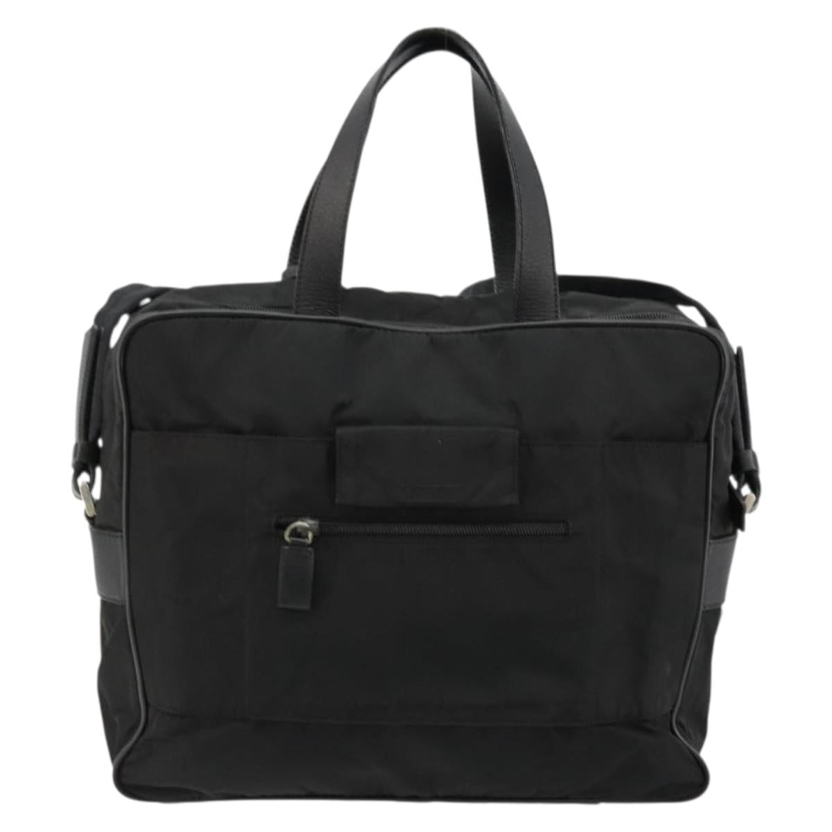 PRADA Hand Bag Nylon 2way Black Silver Auth bs34745